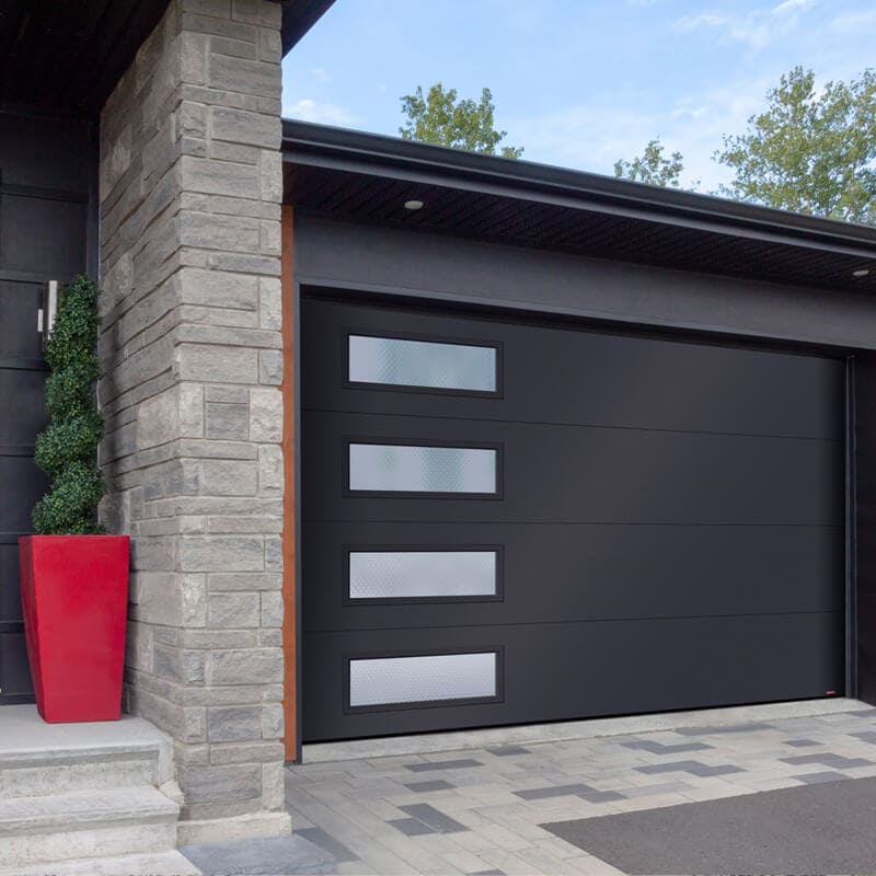 Porte de garage contemporaine noire Lorendo